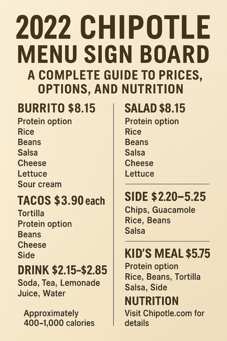 2022 Chipotle Menu Sign Board: A Complete Guide to Prices, Options, and Nutrition